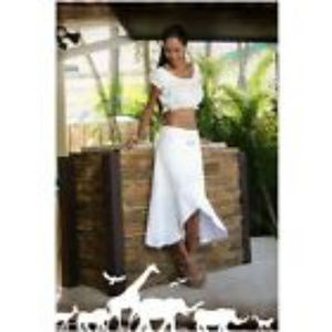 Cotton high-low drawstring summer skirt